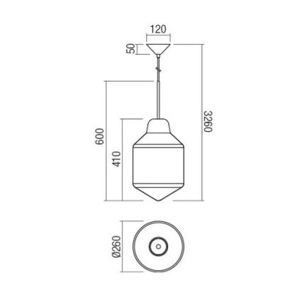 Redo 01-1772 - Chandelier on a string AMNO 1x/E27/42W/230V d. 26 cm beige