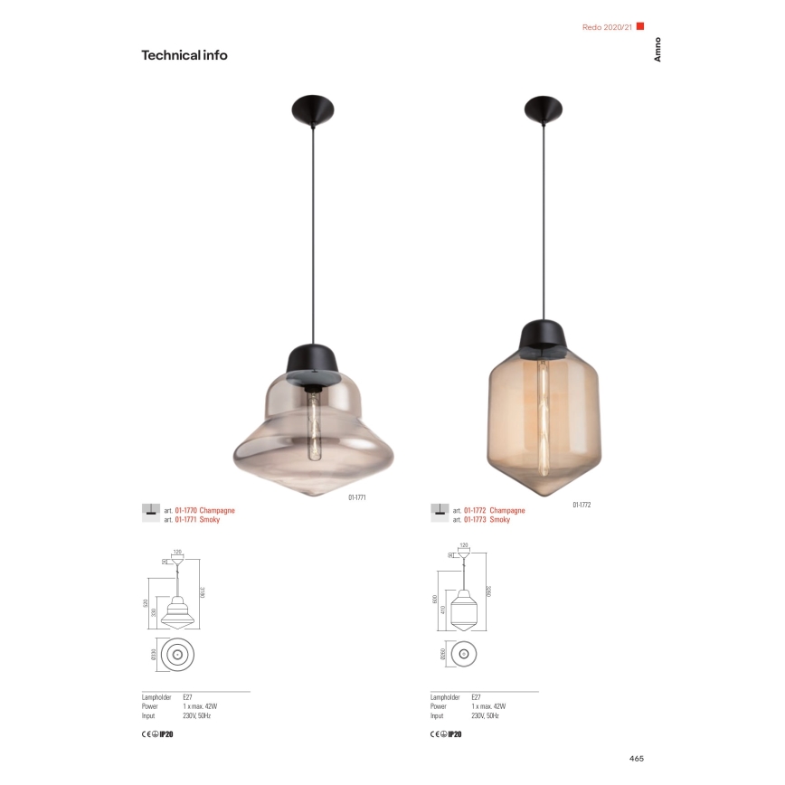 Redo 01-1773 - AMNO cable-hung pendant light 1xE27/42W/230V Ø 26 cm gray