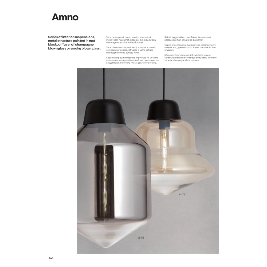Redo 01-1773 - Chandelier on a string AMNO 1x/E27/42W/230V d. 26 cm grey