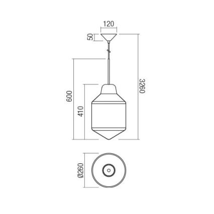 Redo 01-1773 - Chandelier on a string AMNO 1x/E27/42W/230V d. 26 cm grey