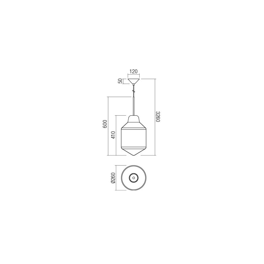 Redo 01-1773 - Chandelier on a string AMNO 1x/E27/42W/230V d. 26 cm grey