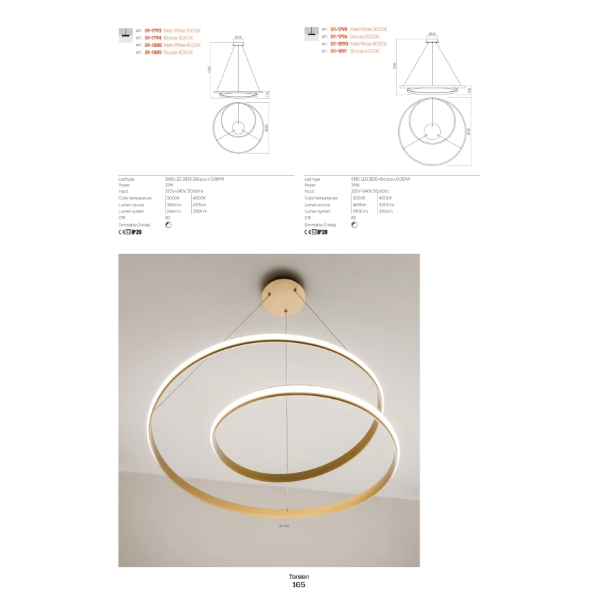 Redo 01-1789 - LED Dimmable wall light TORSION LED/27W/230V white