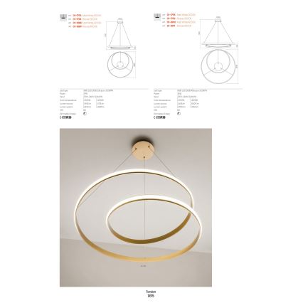 Redo 01-1790 - LED Dimmable wall light TORSION LED/27W/230V bronze