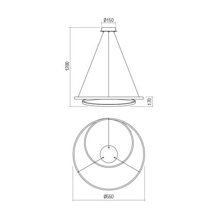 Redo 01-1793 - LED Dimmable chandelier on a string TORSION LED/29W/230V d. 55 cm white