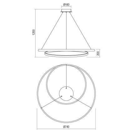 Redo 01-1795 - LED Dimmable chandelier on a string TORSION LED/40W/230V d. 74 cm white