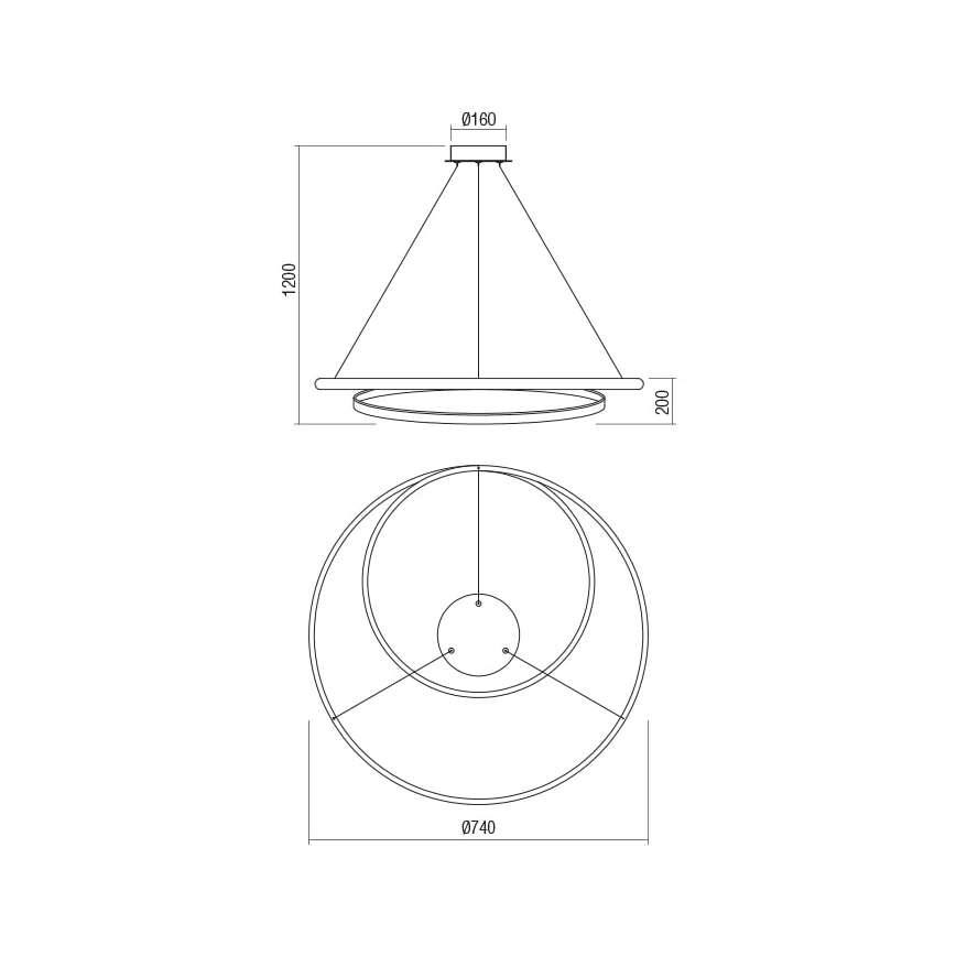 Redo 01-1795 - LED Dimmable chandelier on a string TORSION LED/40W/230V d. 74 cm white
