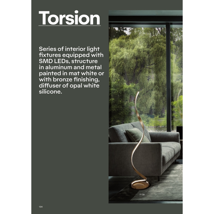 Redo 01-1796 - TORSION LED Cable-Suspended Chandelier LED/40W/230V Ø74 cm Bronze