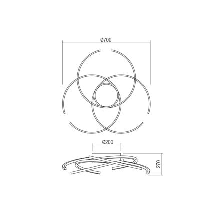 Redo 01-1801 - LED Dimmable ceiling light ALIEN LED/60W/230V 3000K d. 70 cm white