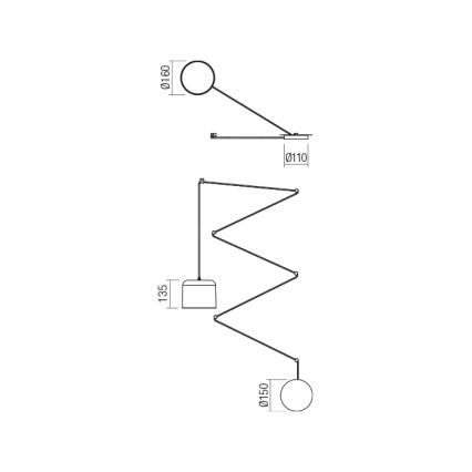 Redo 01-1822 - Chandelier on a string DODO 1xE27/15W/230V spider black