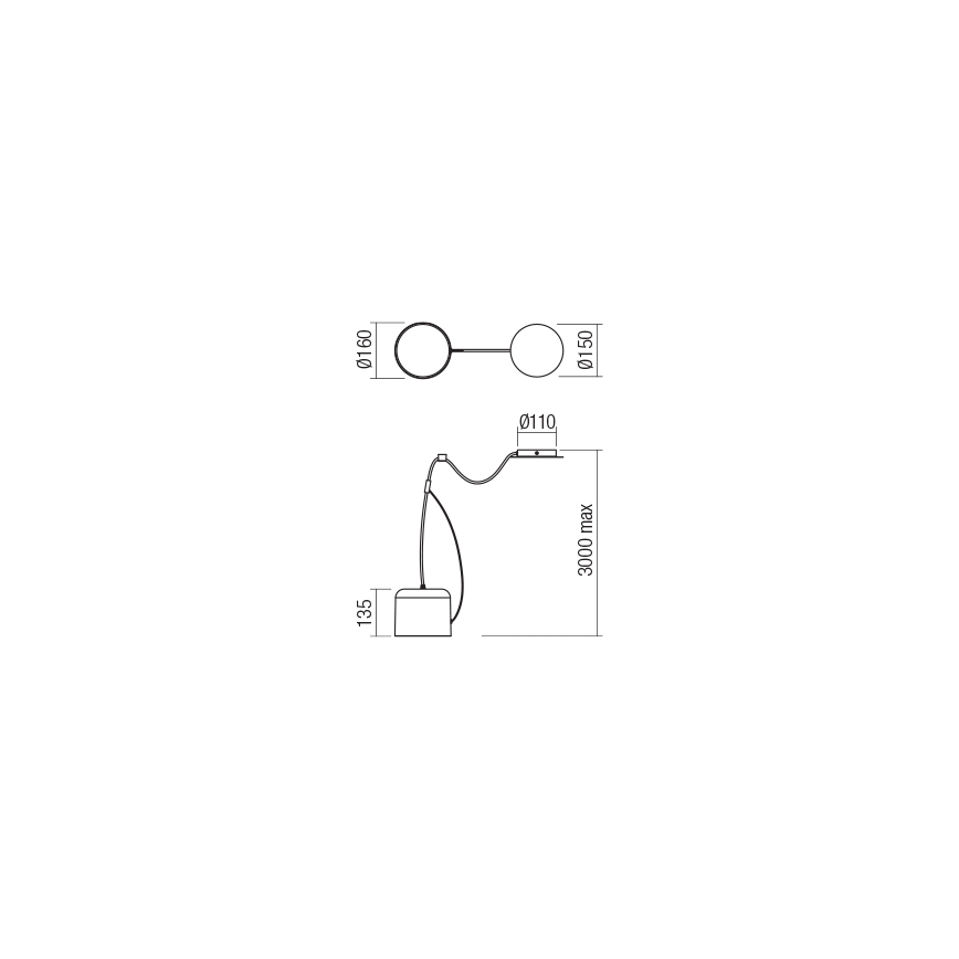 Redo 01-1823 - Chandelier on a string DODO 1xE27/15W/230V spider white