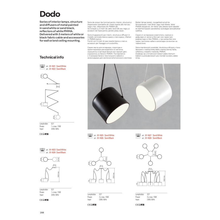Redo 01-1826 - Chandelier on a string DODO 3xE27/15W/230V spider