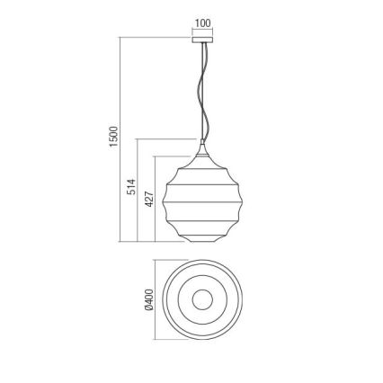 Redo 01-1844 - Chandelier on a string SLAG 1xE27/42W/230V d. 40 cm beige