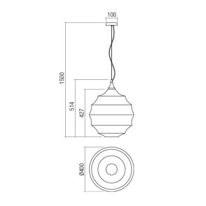 Redo 01-1845 - Chandelier on a string SLAG 1xE27/42W/230V d. 40 cm grey
