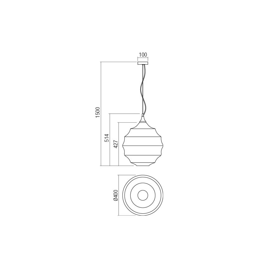 Redo 01-1845 - Chandelier on a string SLAG 1xE27/42W/230V d. 40 cm grey