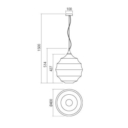 Redo 01-1846 - Chandelier on a string SLAG 1xE27/42W/230V d. 40 cm copper