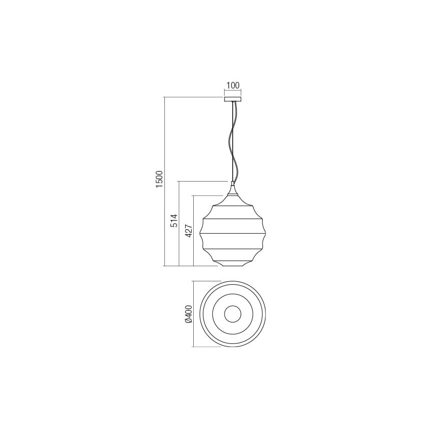 Redo 01-1846 - Chandelier on a string SLAG 1xE27/42W/230V d. 40 cm copper