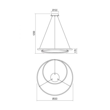Redo 01-1889 - TORSION LED dimmable cable pendant, 29 W, 230 V, 4000 K, Ø 55 cm, bronze