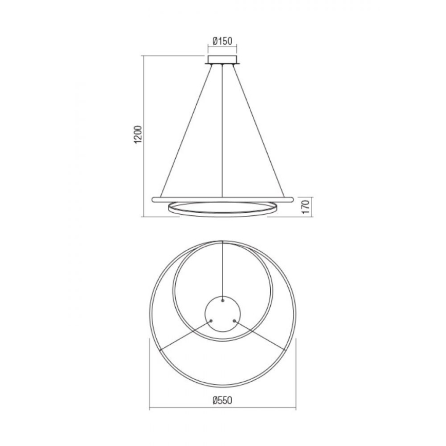 Redo 01-1889 - TORSION LED dimmable cable pendant, 29 W, 230 V, 4000 K, Ø 55 cm, bronze