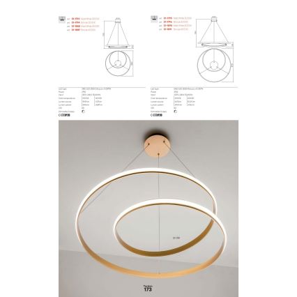 Redo 01-1891 - TORSION Dimmable LED Cable-Suspended Pendant LED/35W/230V diam. 75 cm Bronze