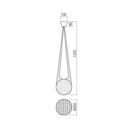 Redo 01-1973 - LED Chandelier on a string ALLURIA 1xE27/7W/230V d. 30 cm