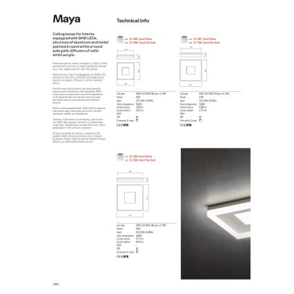 Redo 01-1998 - Dimmable MAYA LED Ceiling Light, LED/42W/230V, 42.5x42.5 cm, Gold