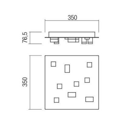 Redo 01-2015 - LED Ceiling light PIXEL LED/27W/230V 3000K 35x35 cm black