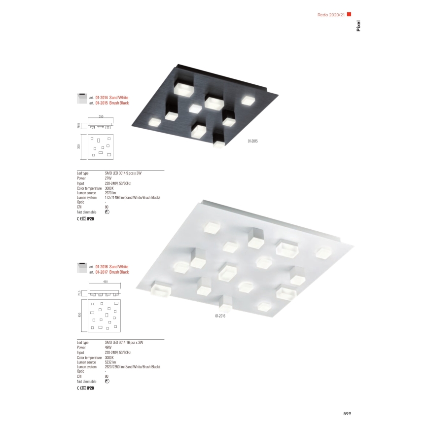 Redo 01-2016 - LED Ceiling light PIXEL LED/48W/230V 3000K 45x45 cm white