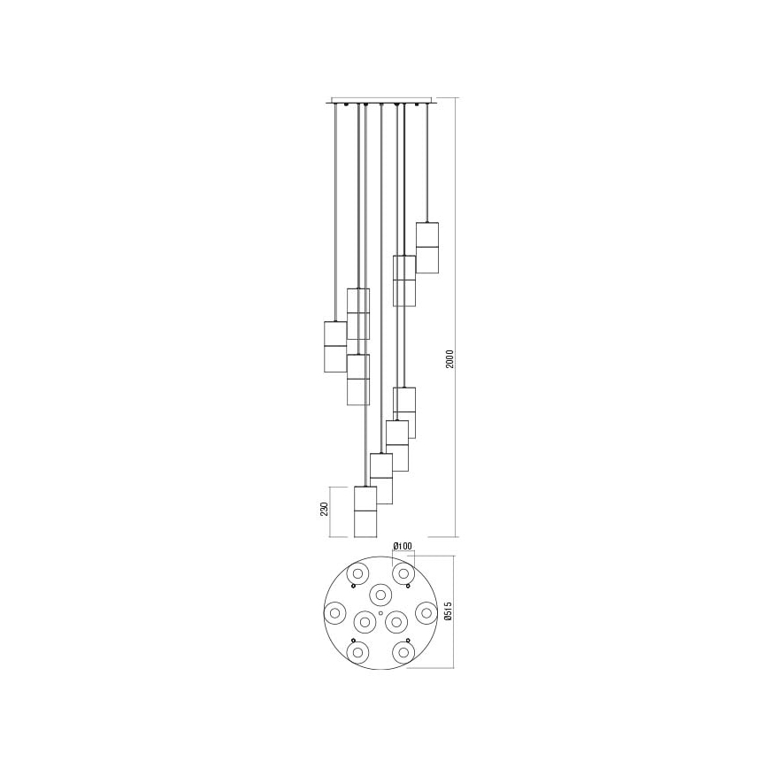 Redo 01-2027 - Chandelier on a string IWI 9xE27/42W/230V black