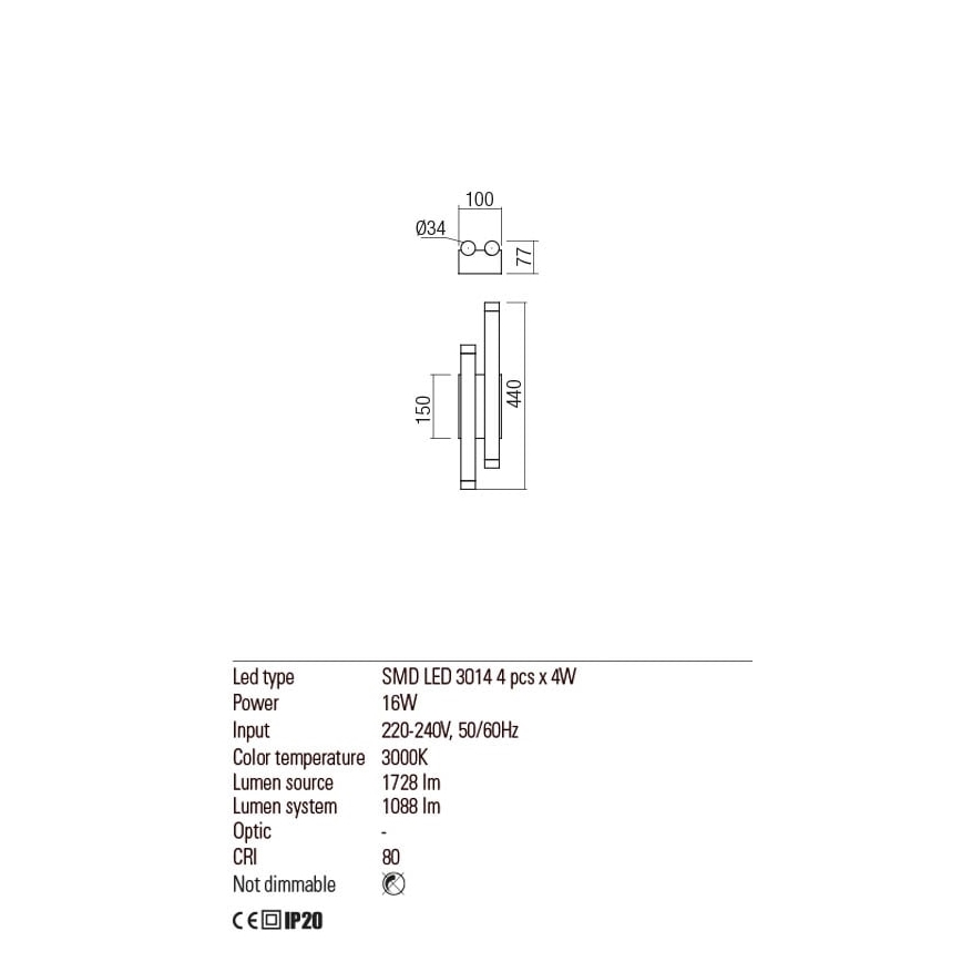 Redo 01-2034 - LED Wall light MADISON 4xLED/4W/230V copper