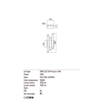 Redo 01-2036 - LED Wall light MADISON 6xLED/4W/230V gold