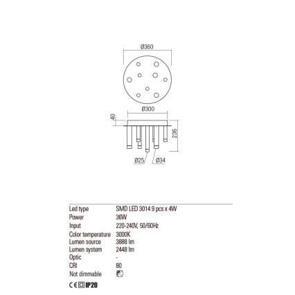 Redo 01-2041 - LED Ceiling light MADISON 9xLED/4W/230V black