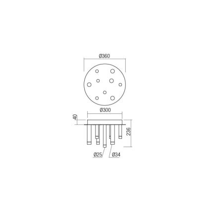 Redo 01-2041 - LED Ceiling light MADISON 9xLED/4W/230V black