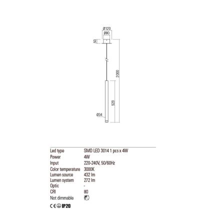 Redo 01-2045 - LED Chandelier on a string MADISON LED/4W/230V black