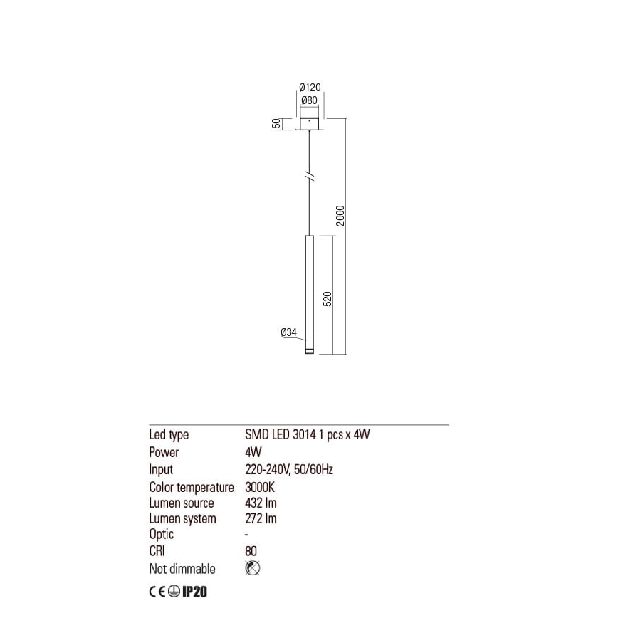 Redo 01-2045 - LED Chandelier on a string MADISON LED/4W/230V black