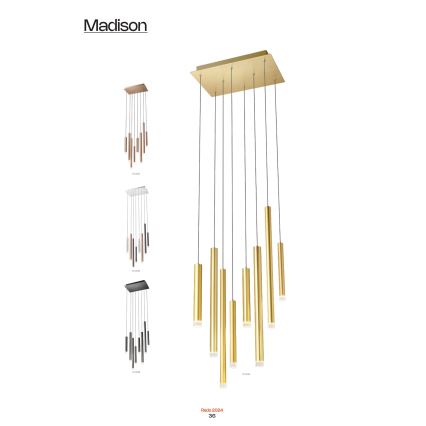 Redo 01-2049 - LED Chandelier on a string MADISON 8xLED/4W/230V shiny chrome/black/copper