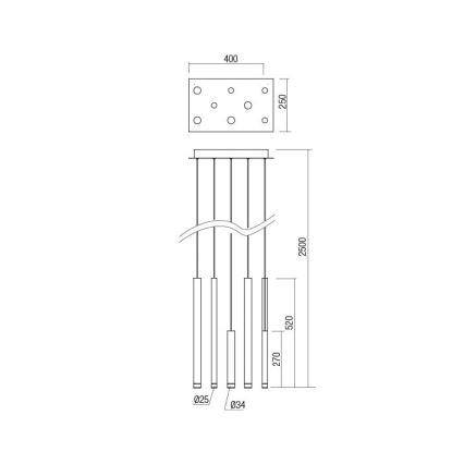 Redo 01-2049 - LED Chandelier on a string MADISON 8xLED/4W/230V shiny chrome/black/copper