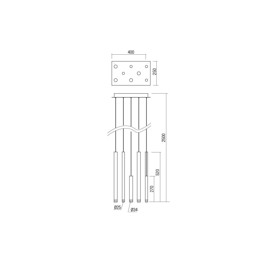 Redo 01-2049 - LED Chandelier on a string MADISON 8xLED/4W/230V shiny chrome/black/copper