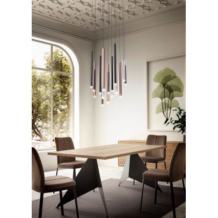 Redo 01-2053 - LED Chandelier on a string MADISON 8xLED/4W/230V shiny chrome/black/copper