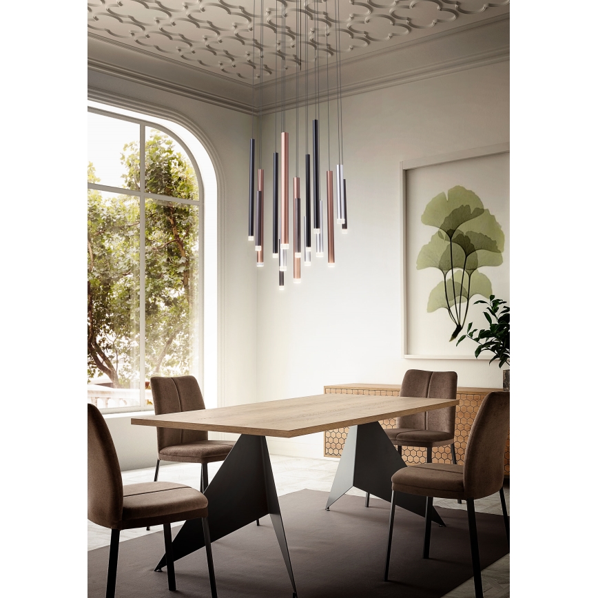 Redo 01-2053 - LED Chandelier on a string MADISON 8xLED/4W/230V shiny chrome/black/copper