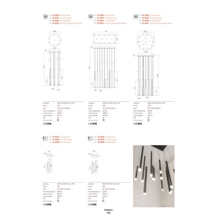 Redo 01-2053 - LED Chandelier on a string MADISON 8xLED/4W/230V shiny chrome/black/copper