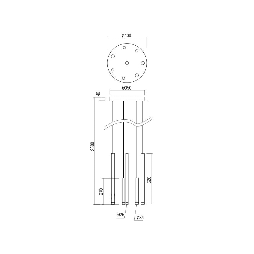 Redo 01-2053 - LED Chandelier on a string MADISON 8xLED/4W/230V shiny chrome/black/copper