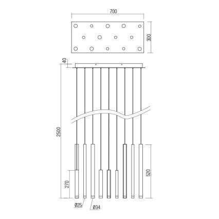 Redo 01-2054 - LED Chandelier on a string MADISON 14xLED/4W/230V gold