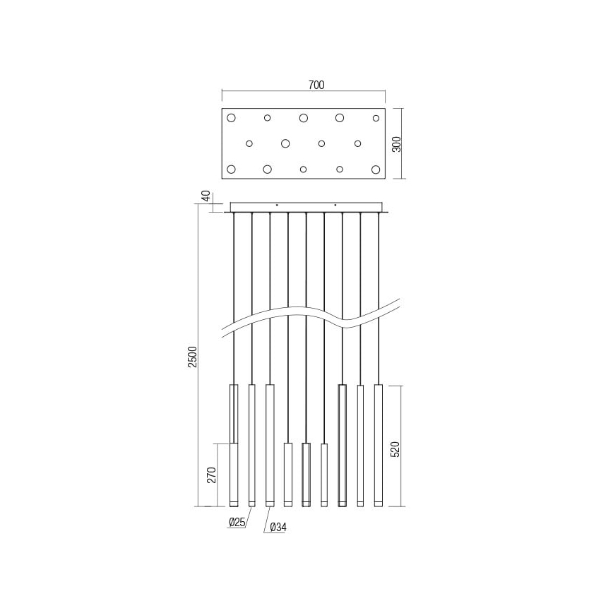 Redo 01-2054 - LED Chandelier on a string MADISON 14xLED/4W/230V gold