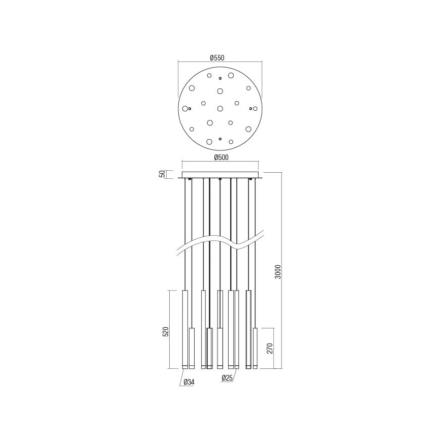Redo 01-2061 - LED Chandelier on a string MADISON 16xLED/4W/230V shiny chrome/black/copper