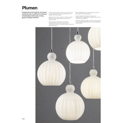 Redo 01-2063 - Chandelier on a string PLUMEN 1x/E14/40W/230V d. 15 cm grey