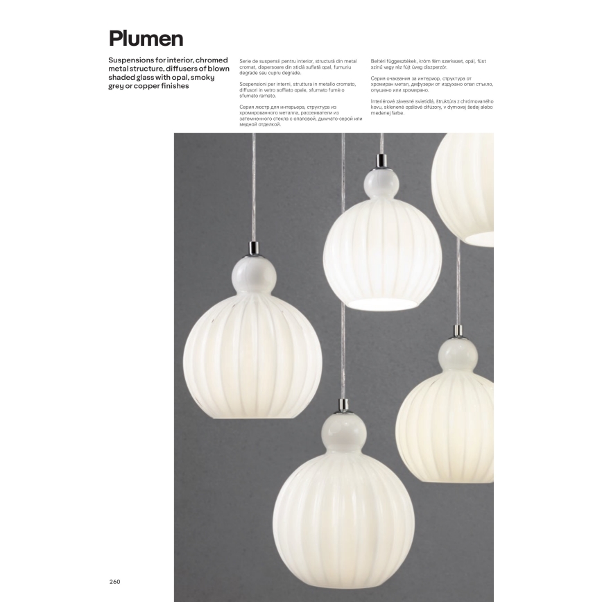 Redo 01-2063 - Chandelier on a string PLUMEN 1x/E14/40W/230V d. 15 cm grey