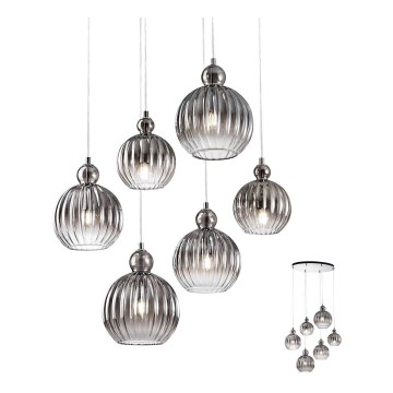 Redo 01-2069 - Chandelier on a string PLUMEN 6xE14/42W/230V grey