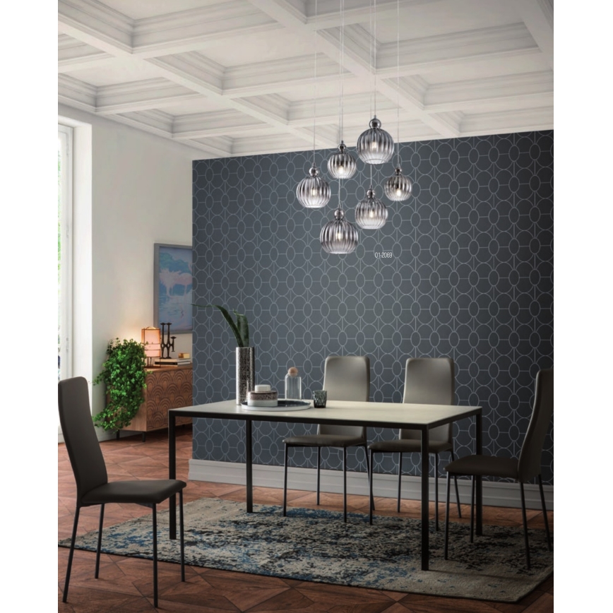 Redo 01-2069 - Chandelier on a string PLUMEN 6xE14/42W/230V grey