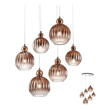 Redo 01-2070 - Chandelier on a string PLUMEN 6xE14/42W/230V copper