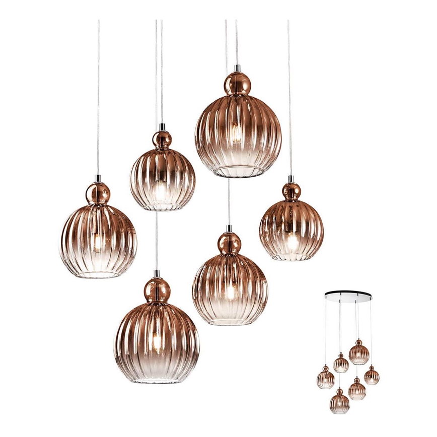 Redo 01-2070 - Chandelier on a string PLUMEN 6xE14/42W/230V copper